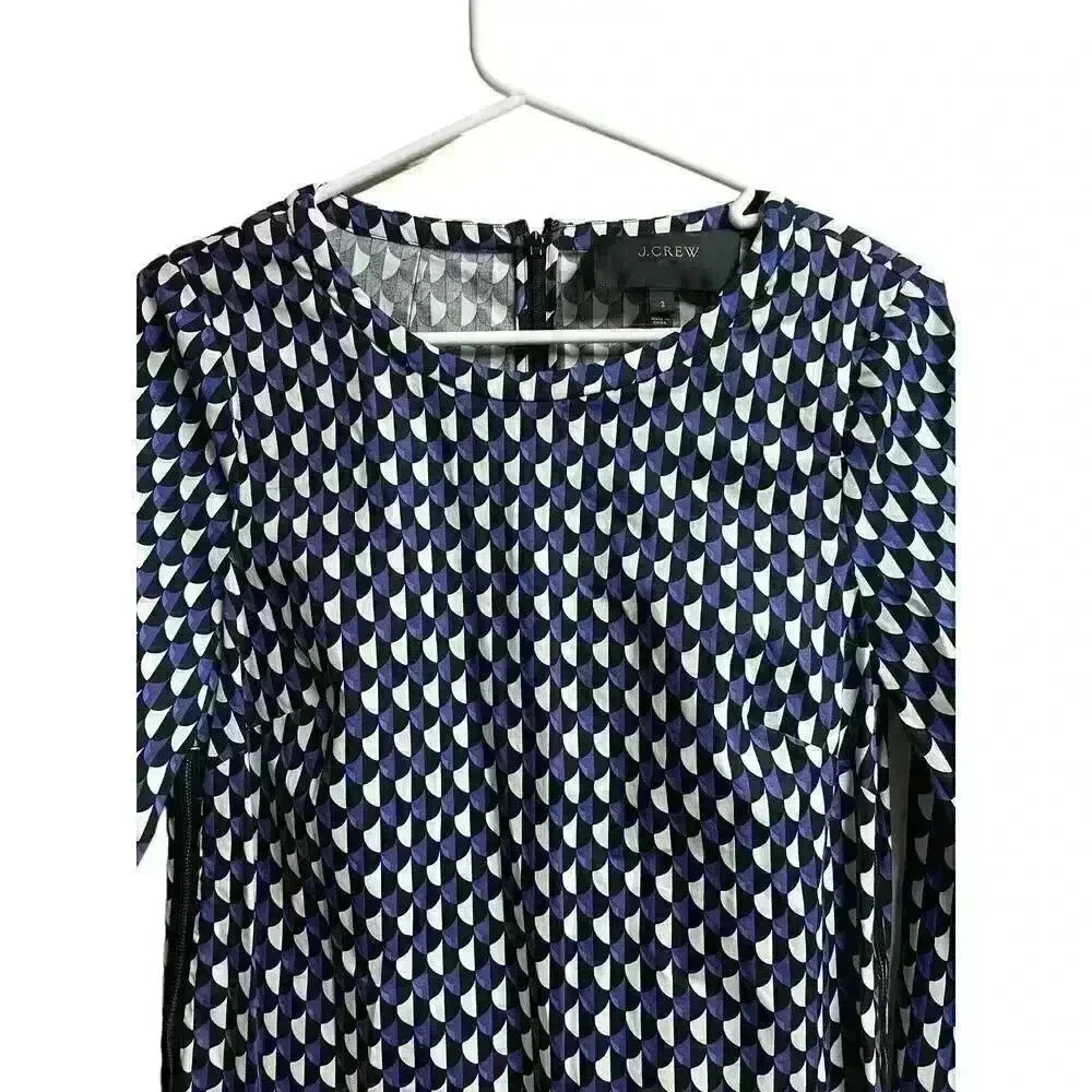 J.Crew Jet Set Geo Shift Dress Size 2 Size Zipper Accent Geometric Print - Picture 3 of 11